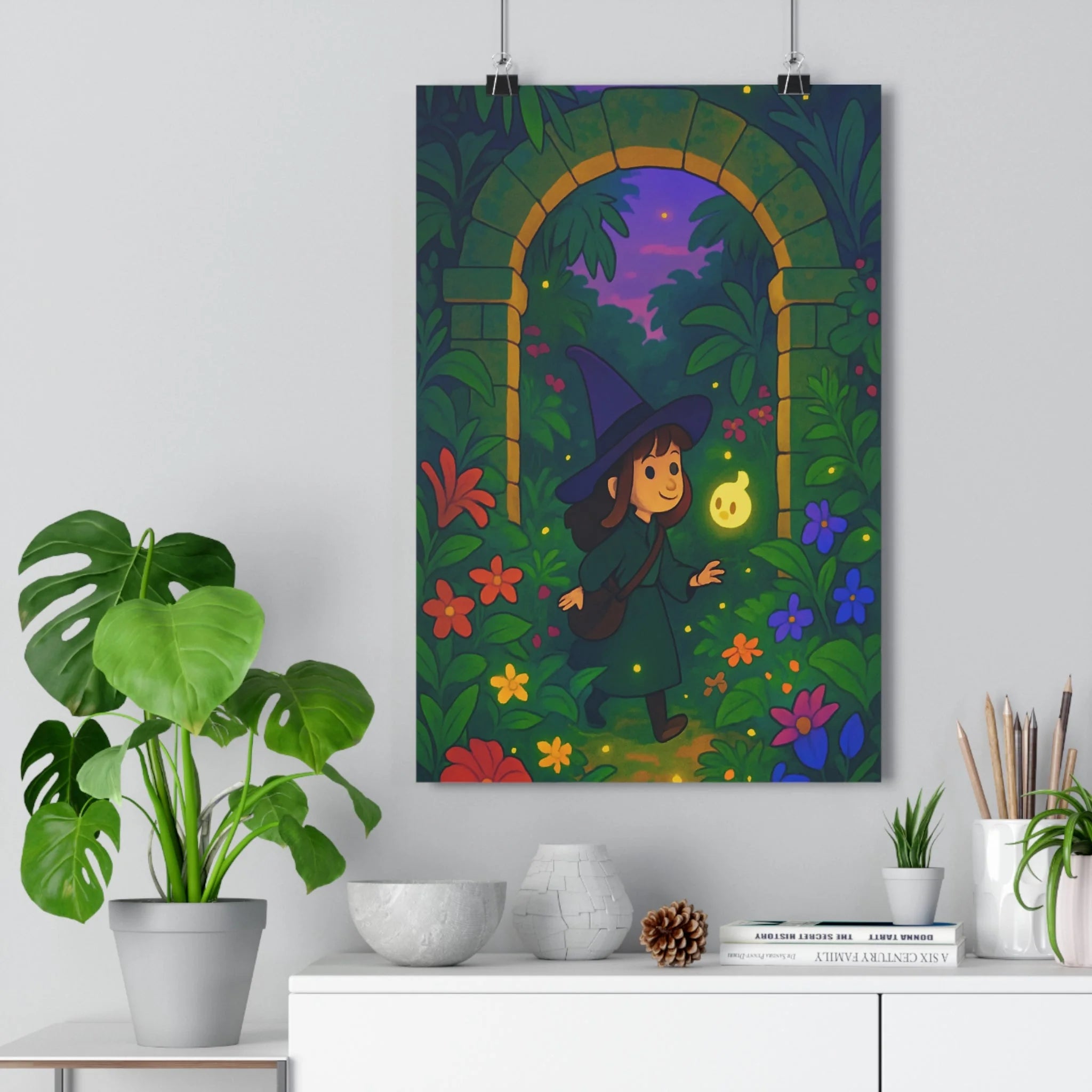 Poster décoratif magique jardin botanique vert coloré mystique chambre salon moderne qualité unique qualité