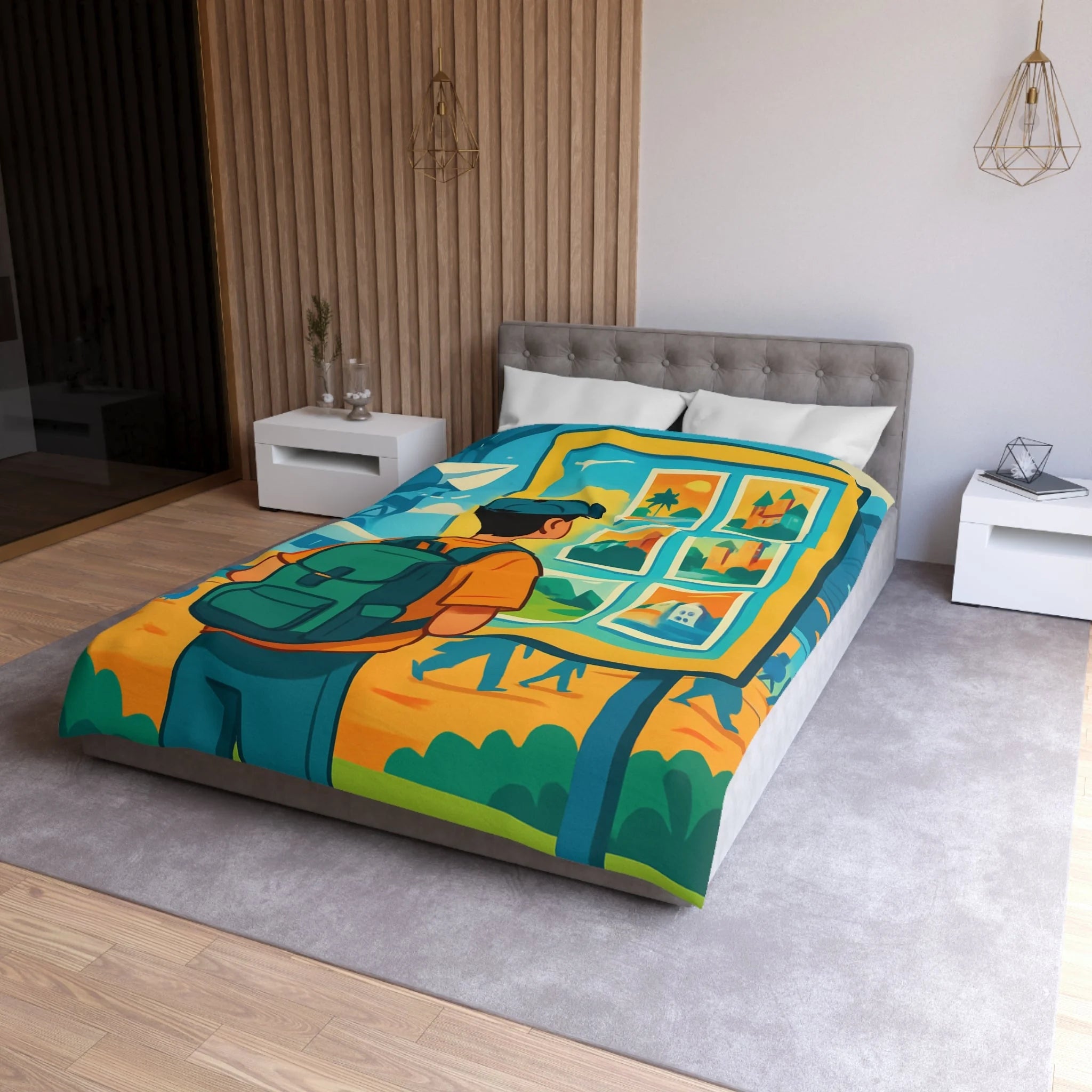 Housse de Couette Microfibre Design Artistique Moderne Décoration Chambre Confort Premium