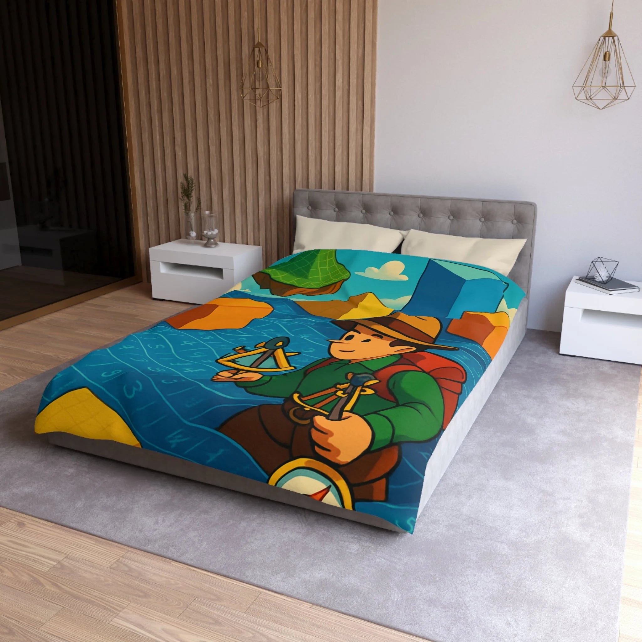 Housse de Couette Microfibre Motif Créatif Original Style Contemporain Chambre Élégante