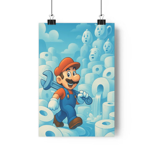 Poster décoratif joyeux cartoon bleu rouge personnage aventure univers clé molette chambre salon moderne