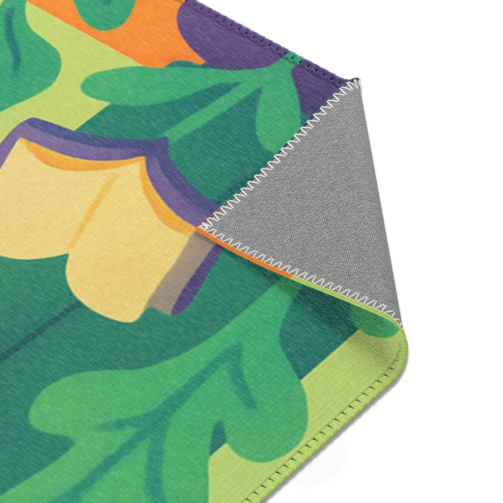 Tapis Naturel Multicolore avec Éléments Botaniques et Lumineux pour Intérieur Moderne et Ludique