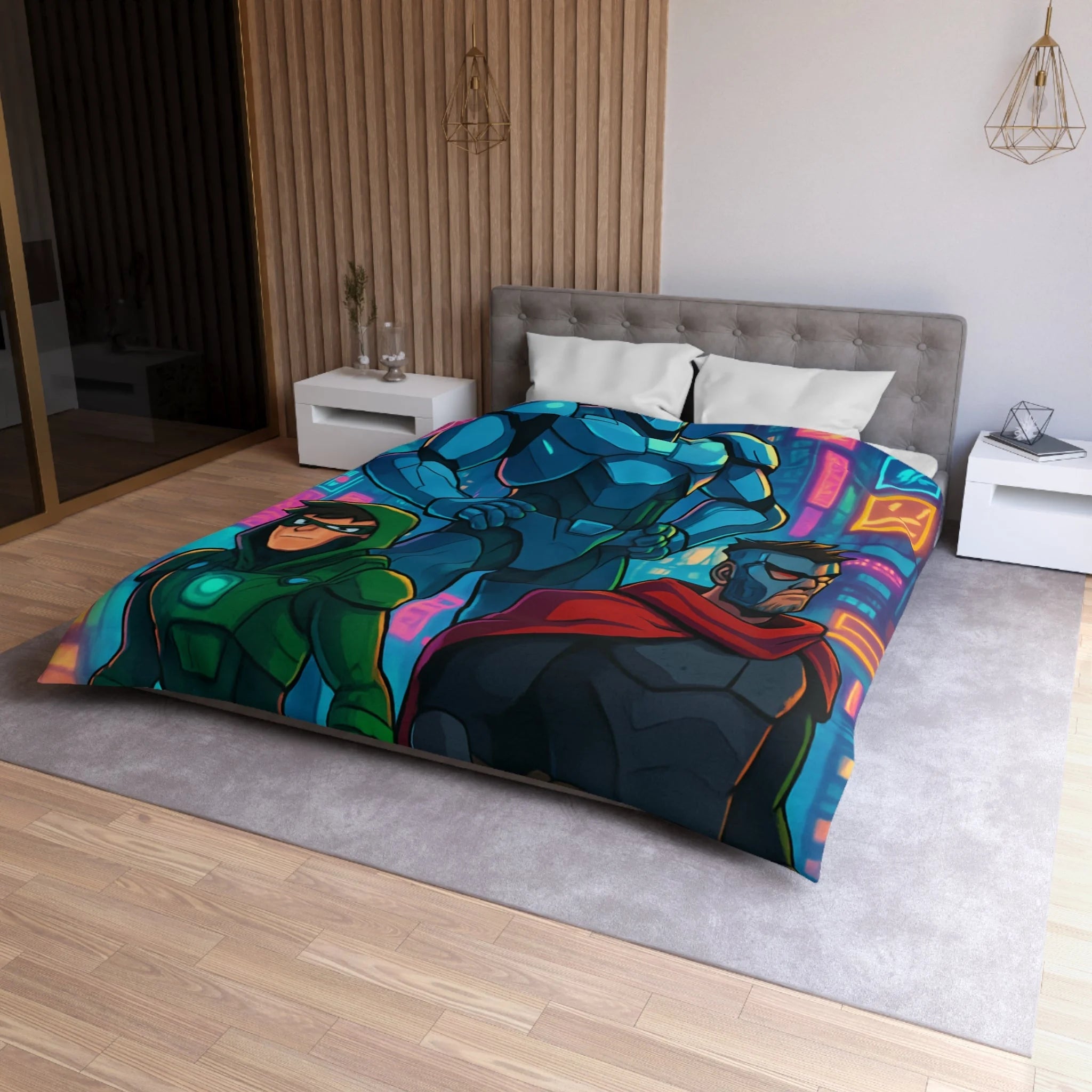Housse de Couette Microfibre Illustration Unique Design Moderne Décoration Intérieure Raffinée