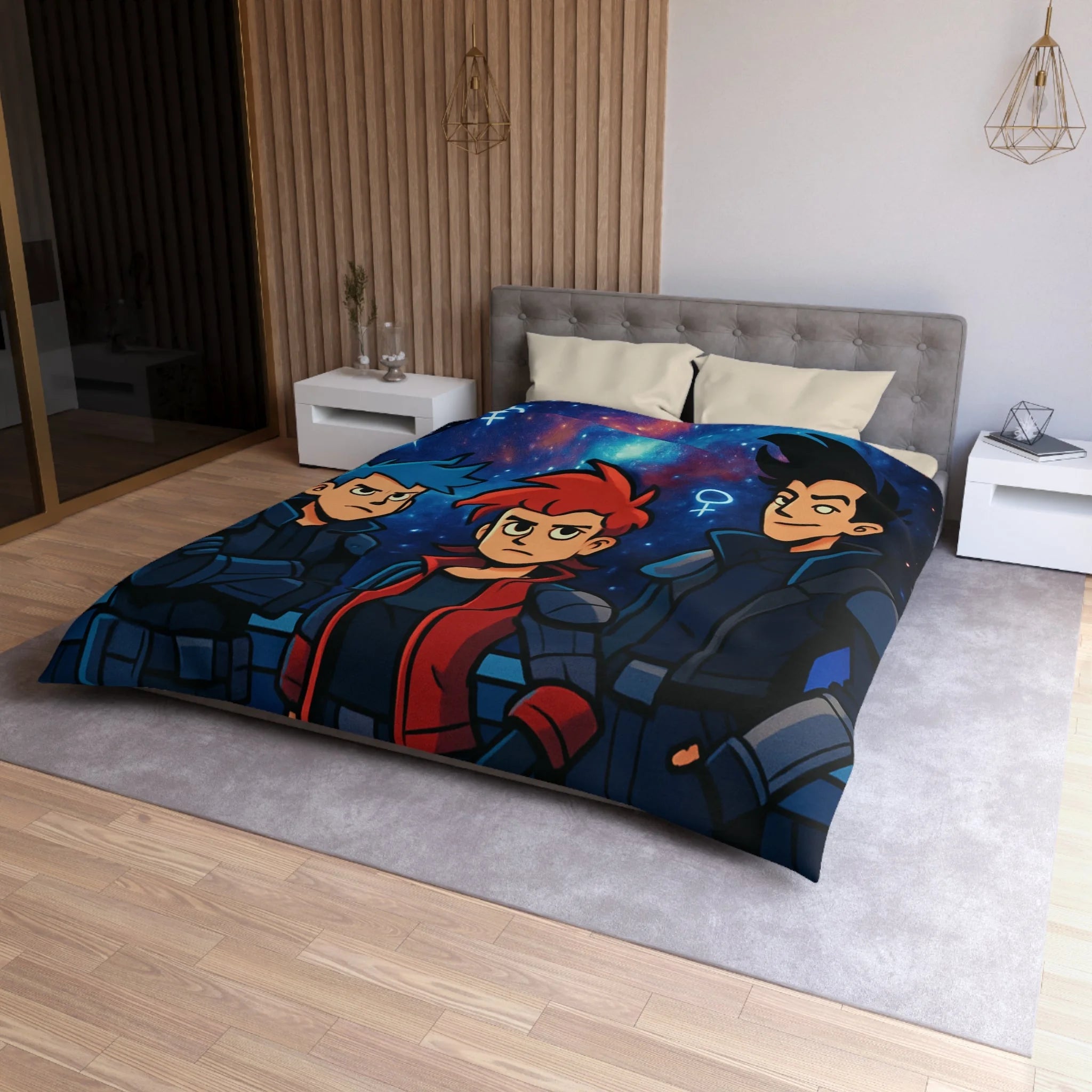 Housse de Couette Microfibre Illustration Unique Design Moderne Décoration Intérieure Raffinée