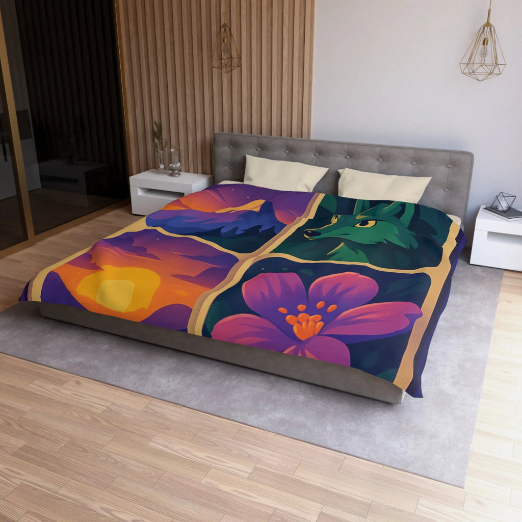 Housse de Couette Paysage Montagne Forêt Animale Florale Vibrante pour Chambre Moderne