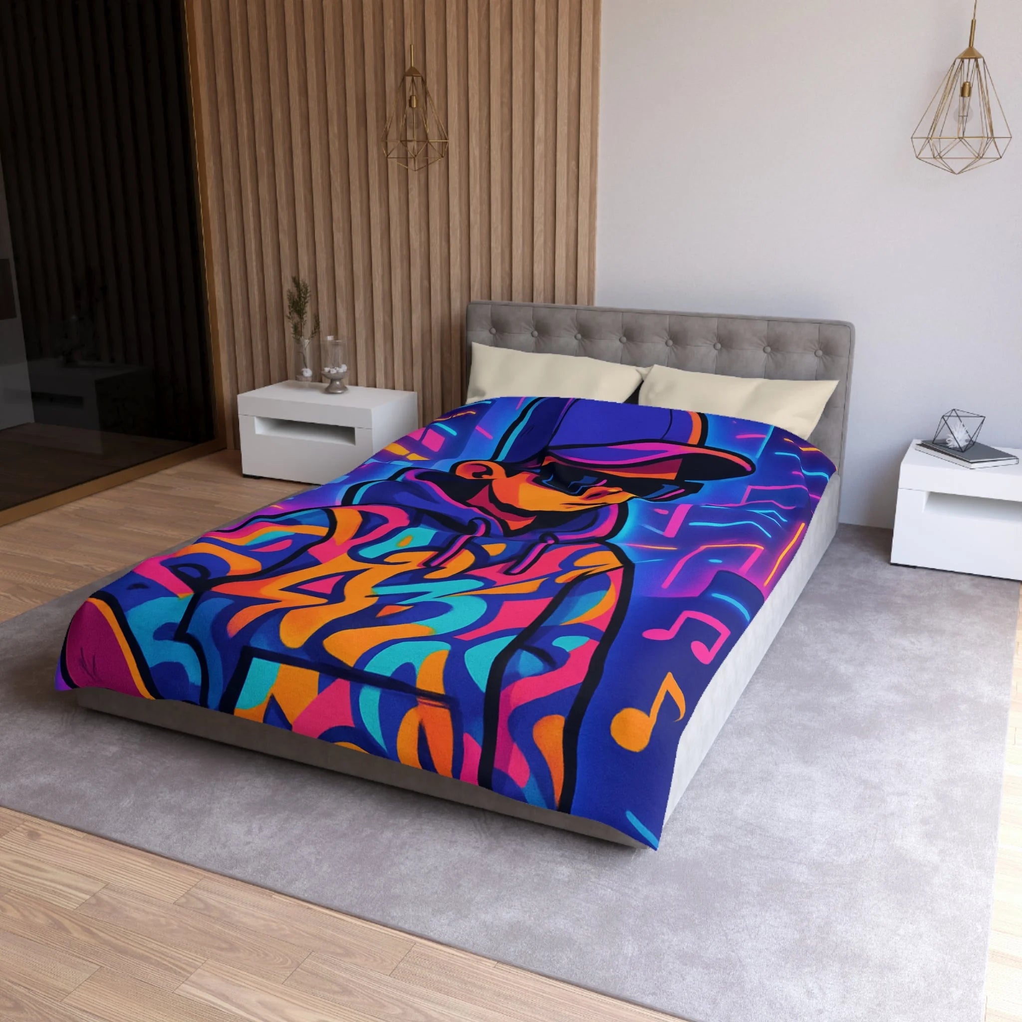 Housse de Couette Microfibre Illustration Unique Design Moderne Décoration Intérieure Raffinée