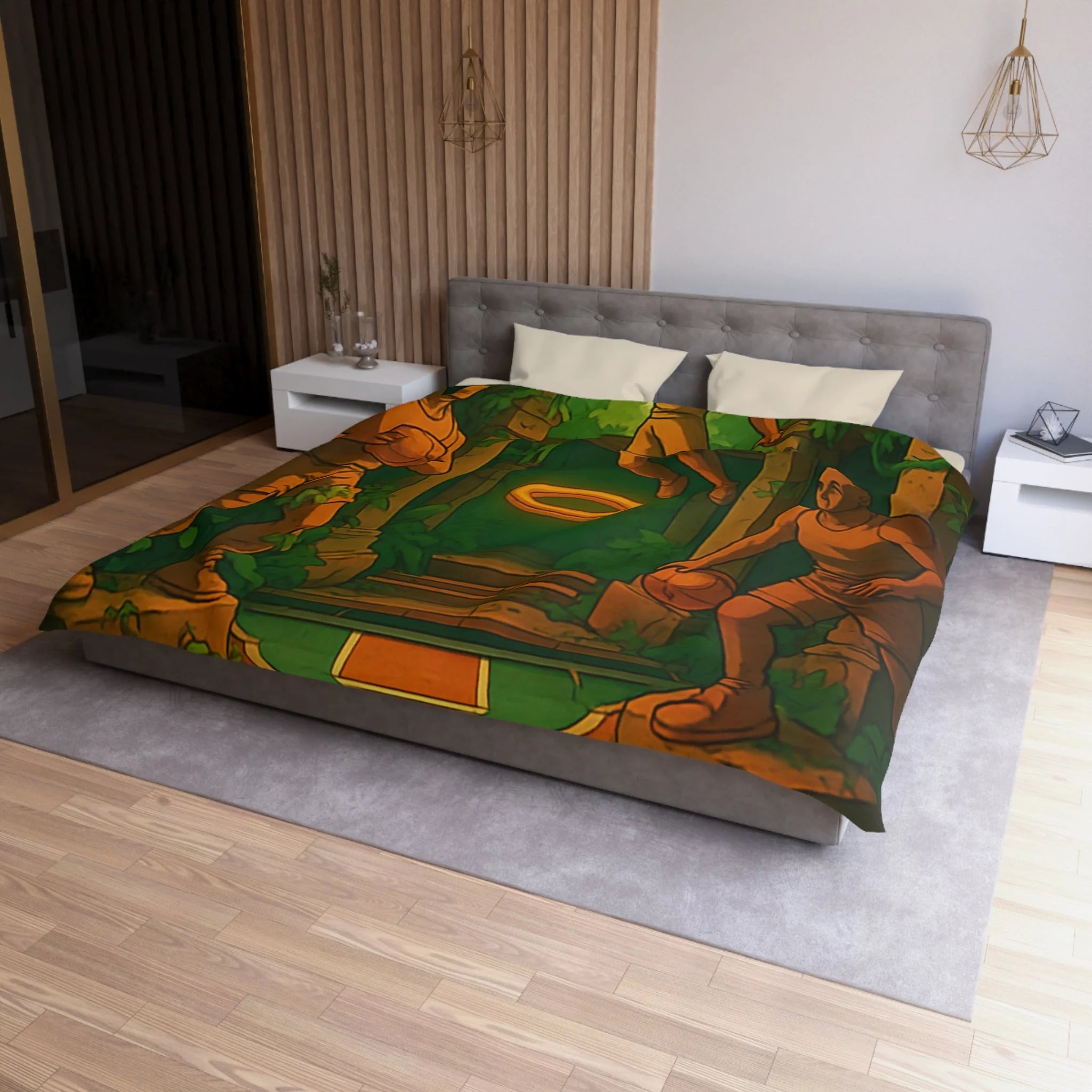 Housse de Couette Microfibre Illustration Unique Design Moderne Décoration Intérieure Raffinée