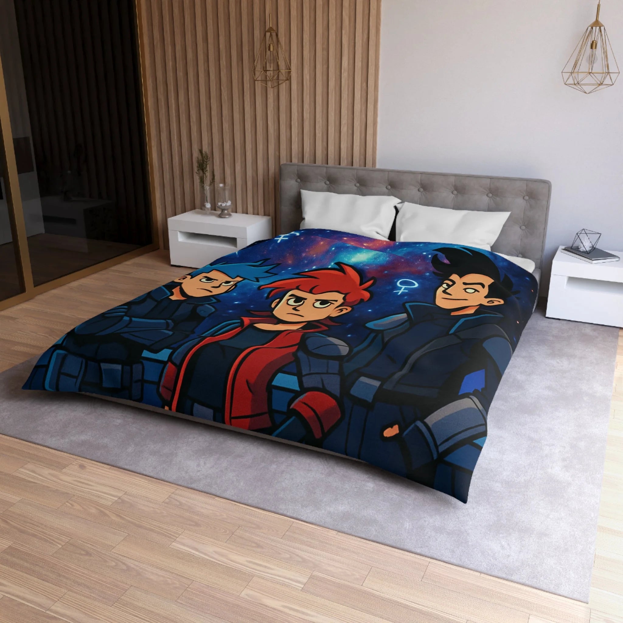 Housse de Couette Microfibre Illustration Unique Design Moderne Décoration Intérieure Raffinée