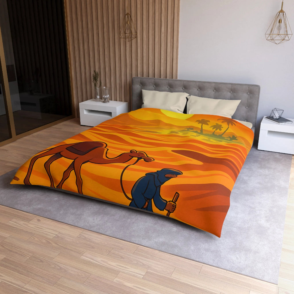 Sublime illustration de désert avec dromadaire et oasis pour housse de couette exotique