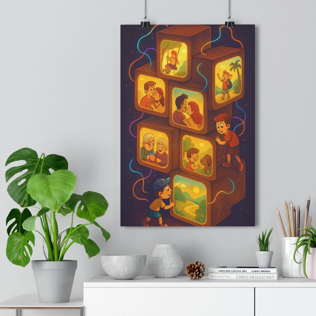 Poster décoratif lumineux cartoon orange doré joyeux salon chambre enfant artistique contemporain qualité premium
