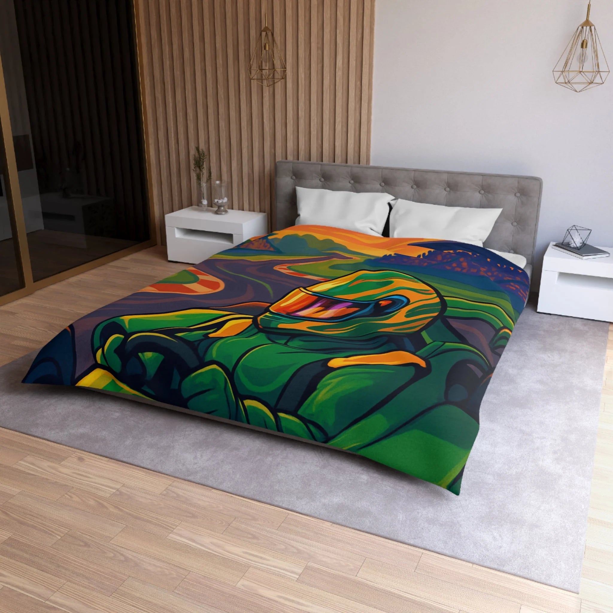 Housse de Couette Microfibre Motif Créatif Original Style Contemporain Chambre Élégante