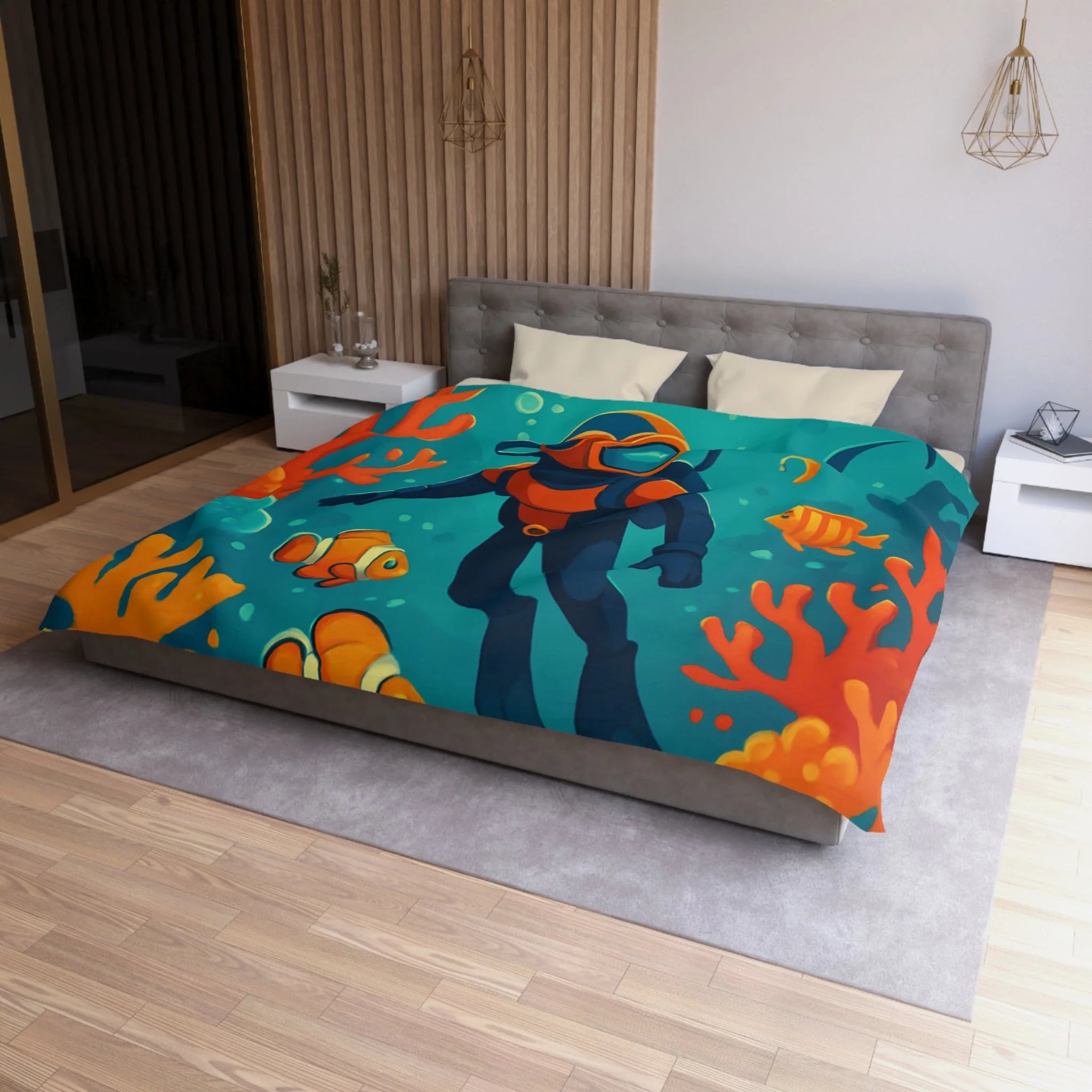 Housse de Couette Microfibre Illustration Unique Design Moderne Décoration Intérieure Raffinée