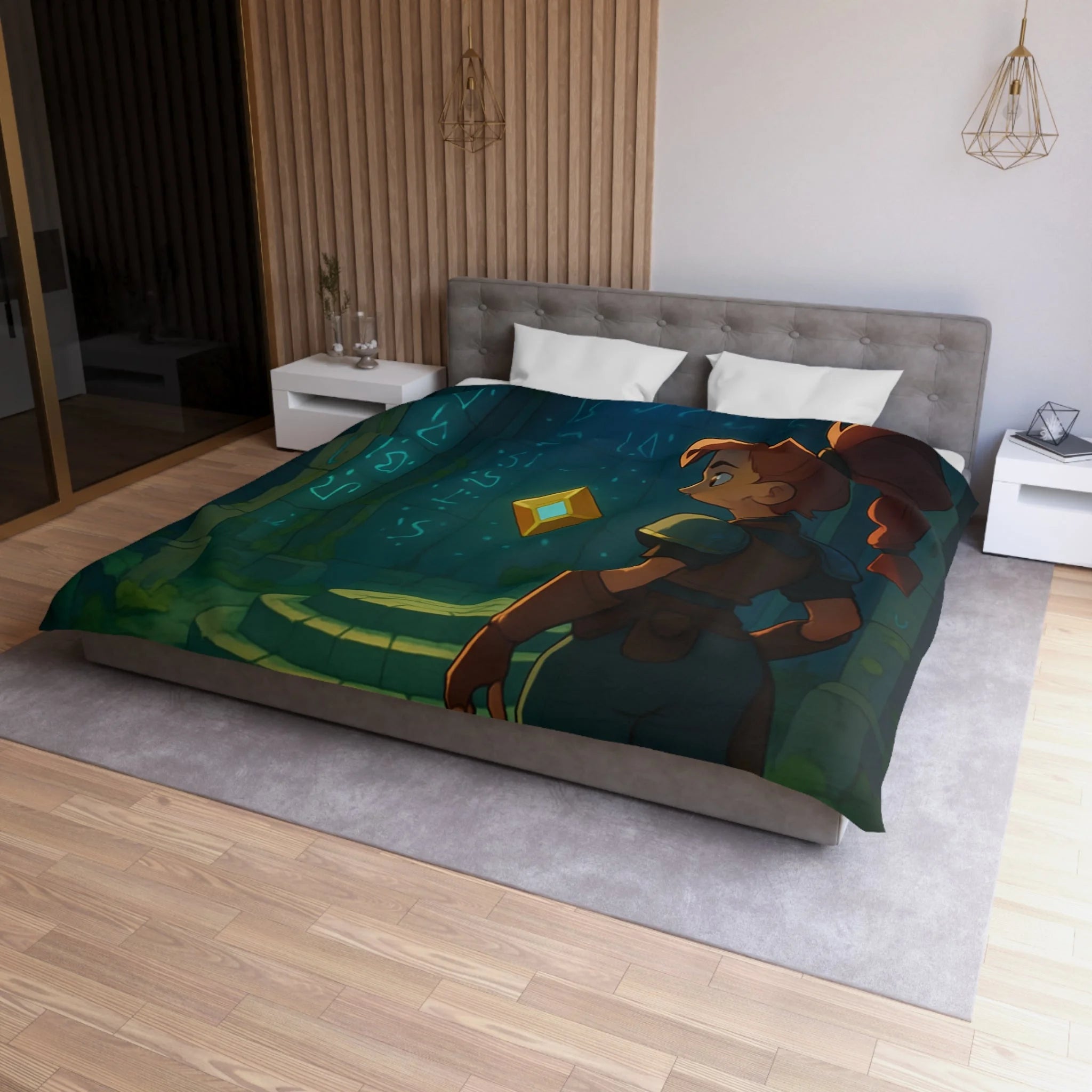 Housse de Couette Microfibre Design Artistique Moderne Décoration Chambre Confort Premium