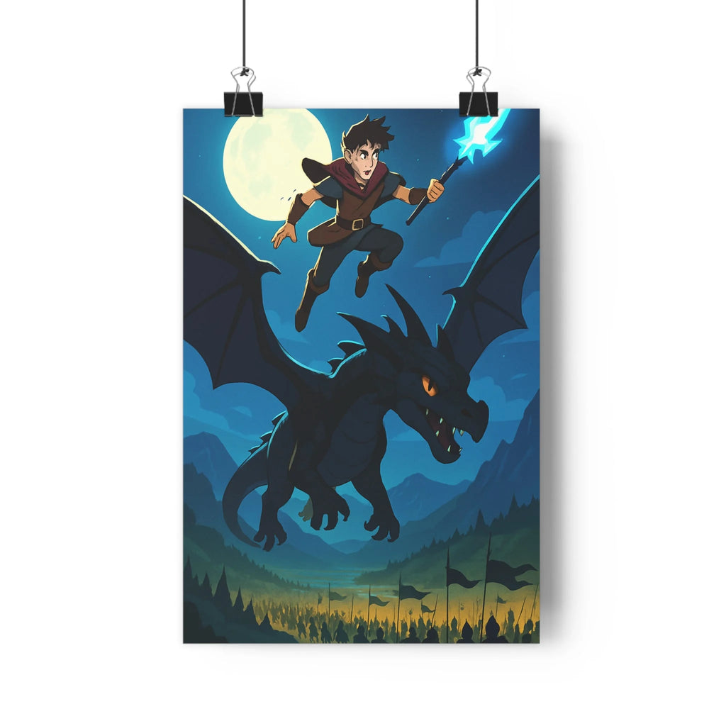 Poster décoratif anime fantasy épique noir mystique lumineux dragon chambre salon métalique magique qualité