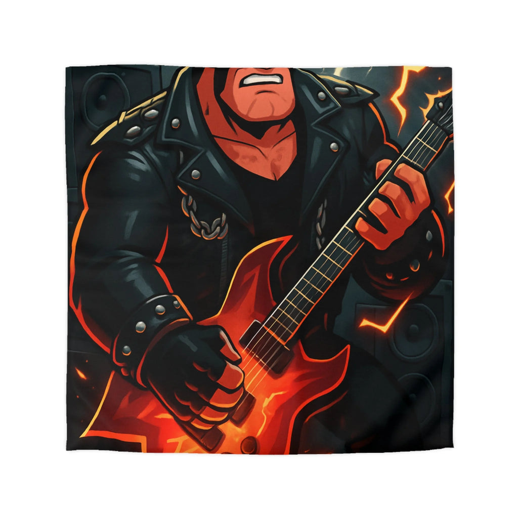 Housse de couette rock métal avec guitare électrique et éclair pour ambiance intense