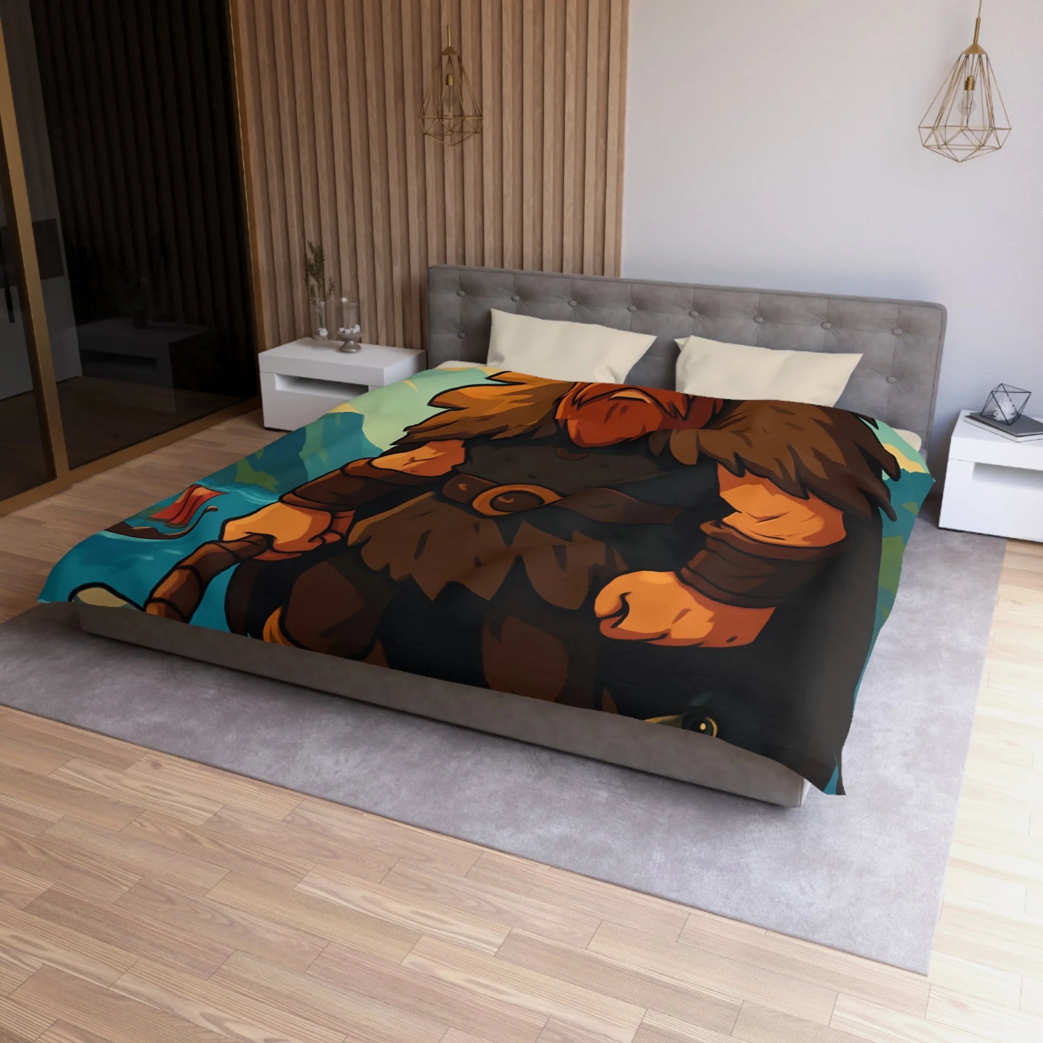 Housse de Couette Microfibre Illustration Unique Design Moderne Décoration Intérieure Raffinée
