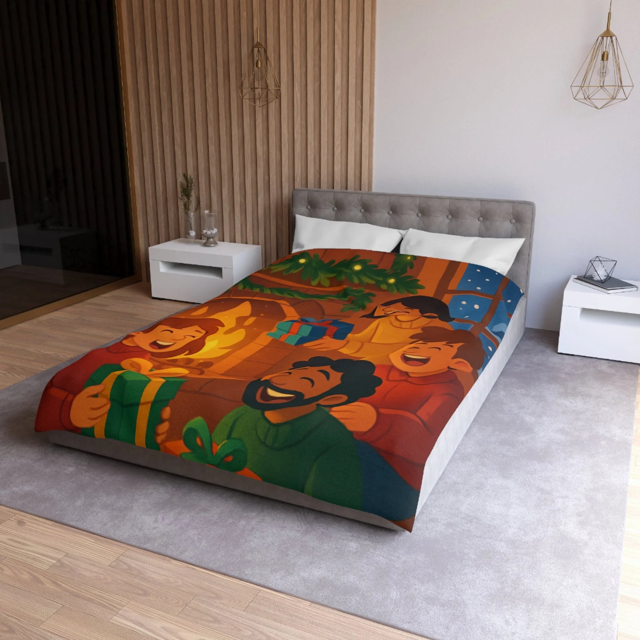 Housse de Couette Microfibre Motif Créatif Original Style Contemporain Chambre Élégante