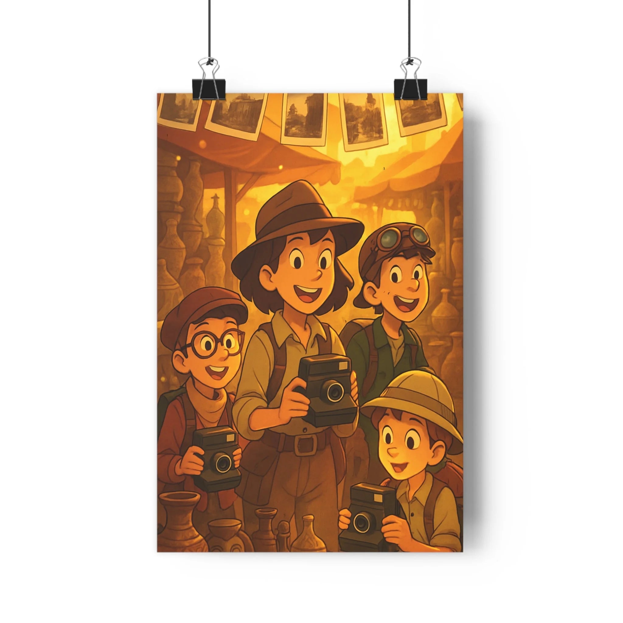 Poster décoratif steampunk rétrofuturiste sépia aventure explorateurs chambre salon vintage nostalgique ambiance unique qualité