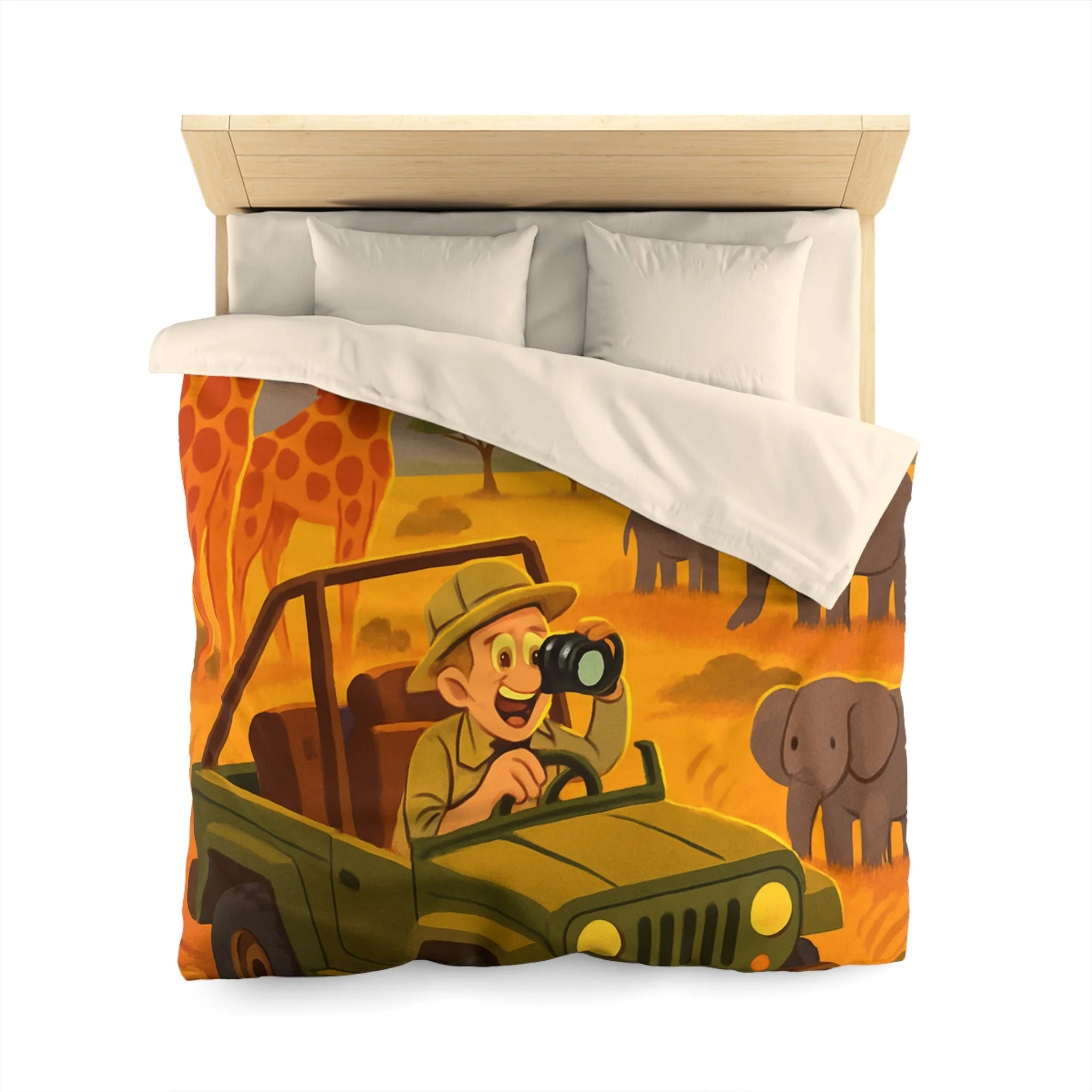 Housse de Couette Safari avec Animaux et Paysage Africain pour Chambre Enfant Aventure