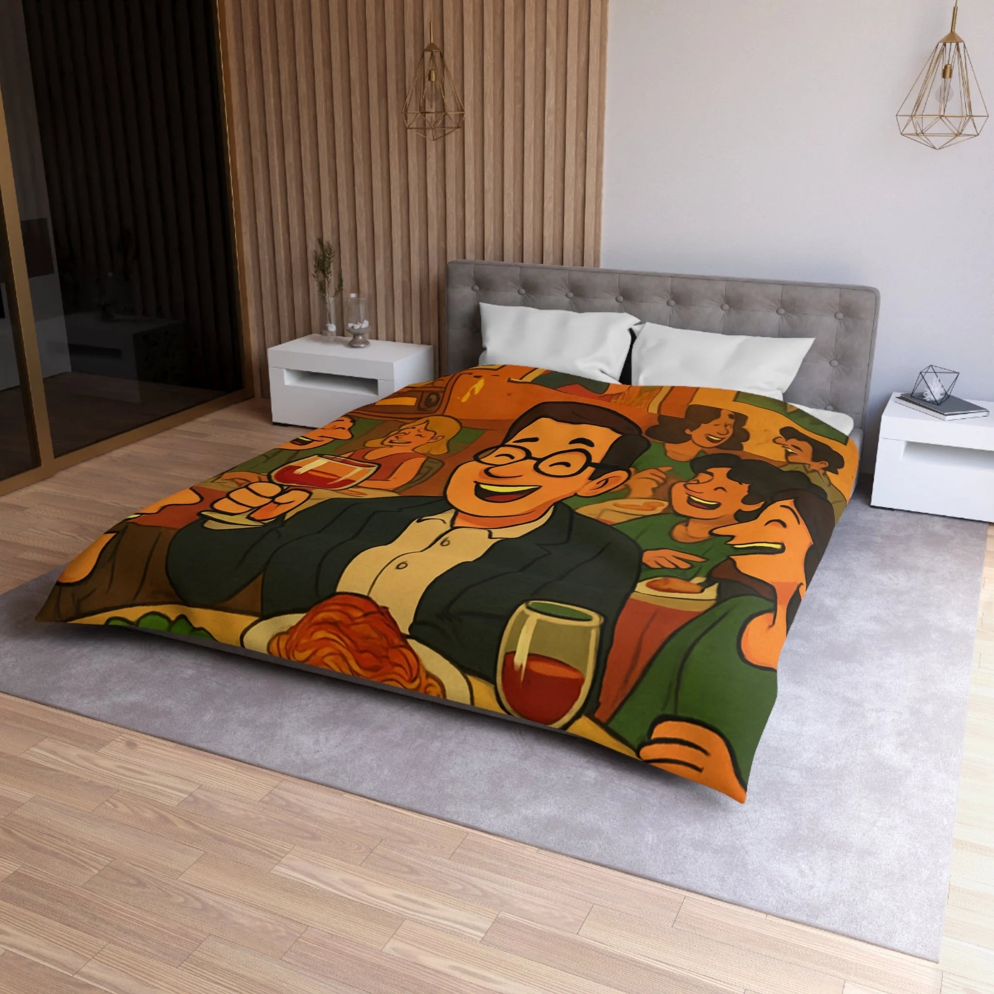 Housse de Couette Microfibre Illustration Unique Design Moderne Décoration Intérieure Raffinée