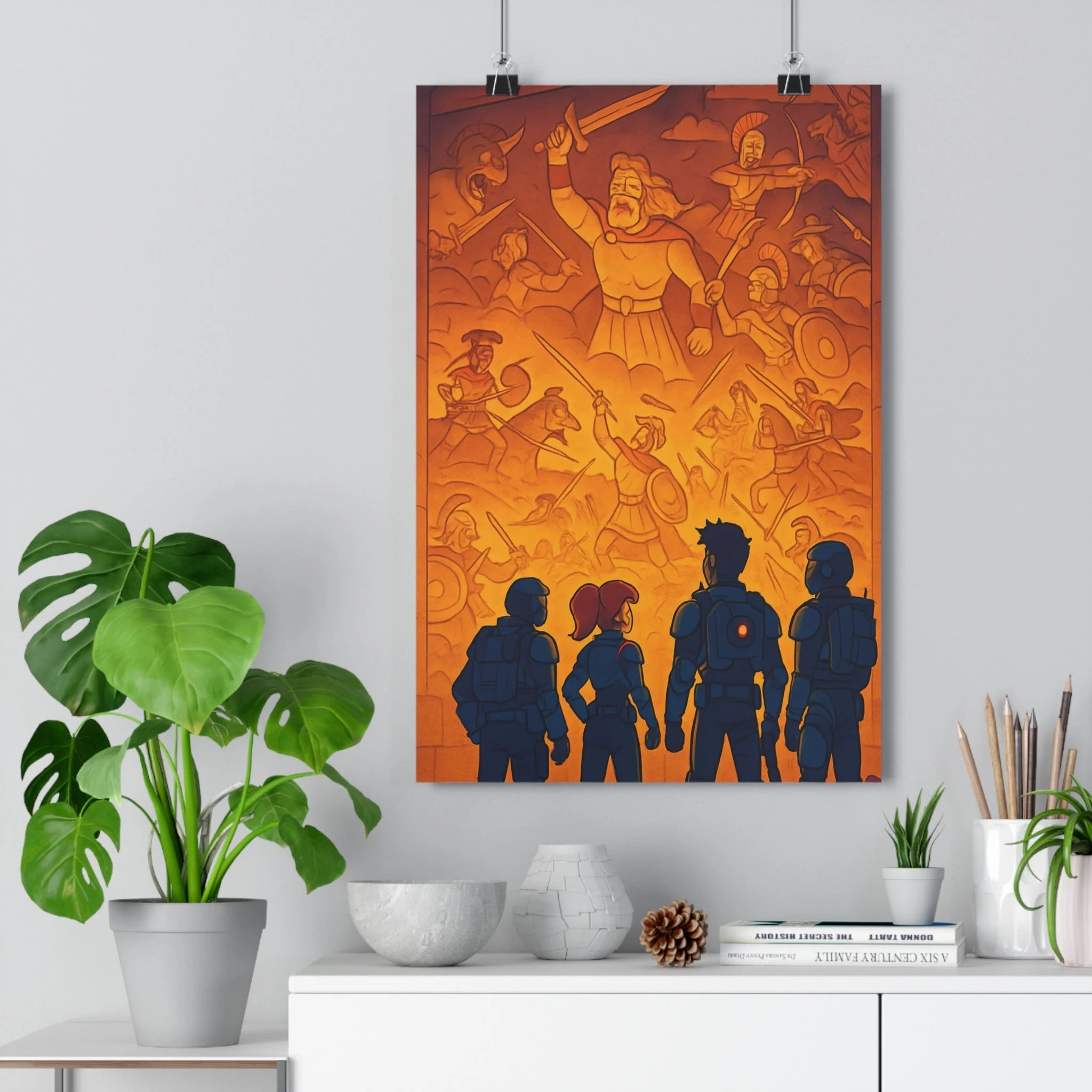 Poster décoratif épique aventurier héroïque or chaud futuriste salon chambre ambiance historique qualité qualité