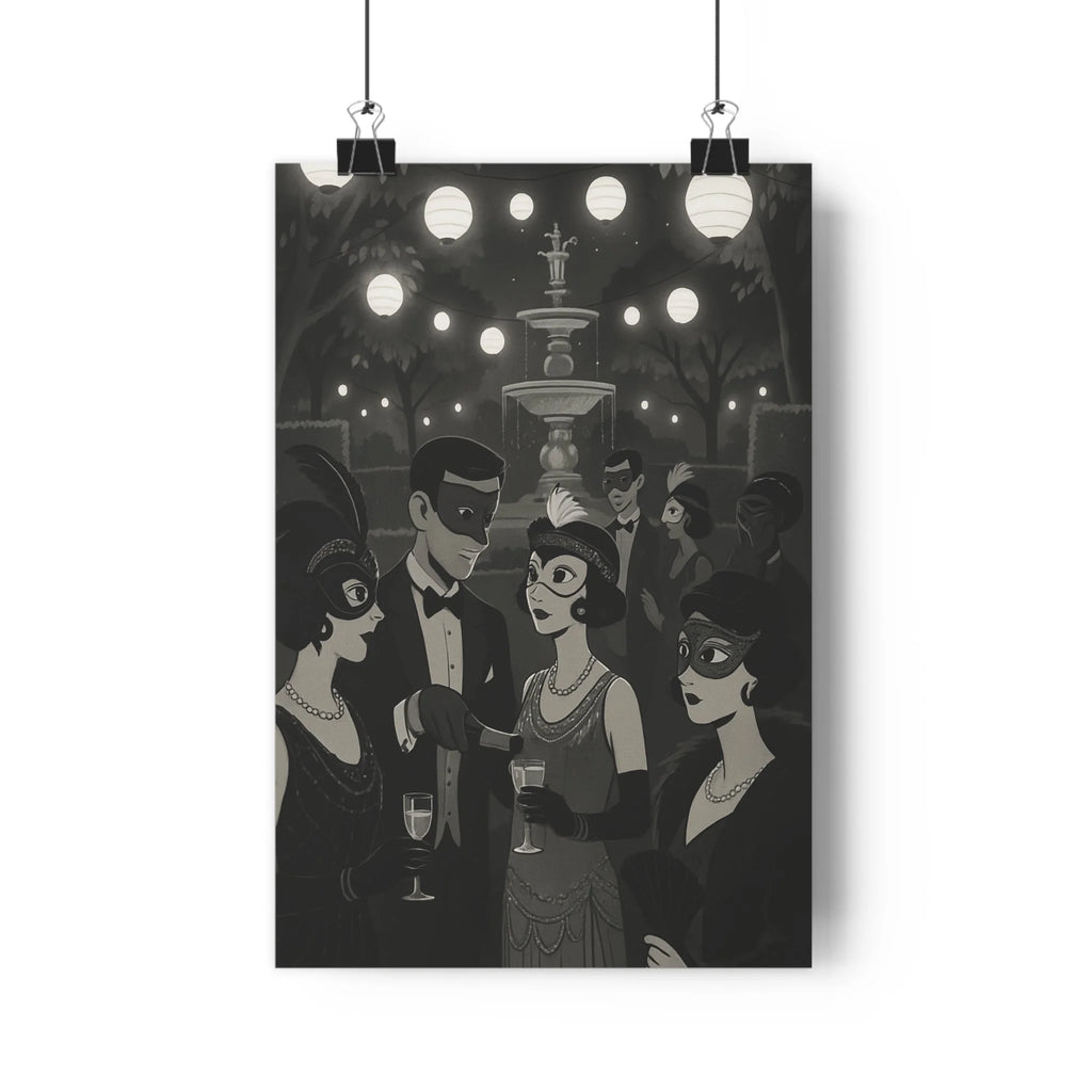 Poster décoratif vintage noir blanc mystique salon bureau dessin animé élégant ambiance mystérieuse qualité