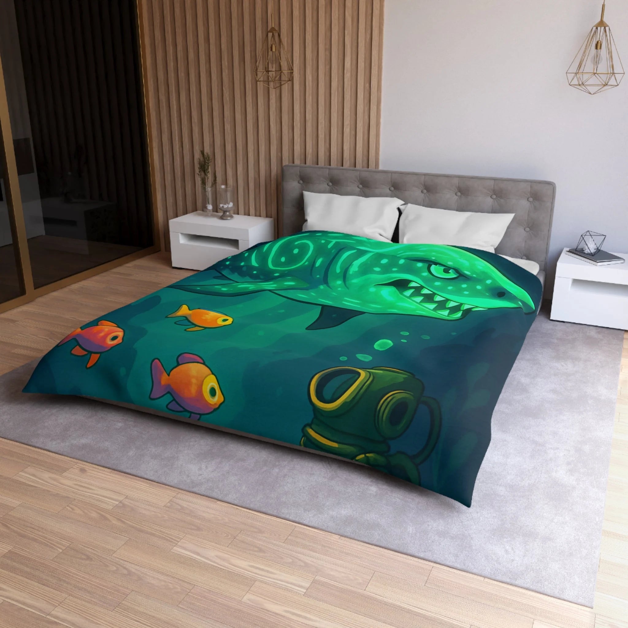 Housse de Couette Microfibre Illustration Unique Design Moderne Décoration Intérieure Raffinée